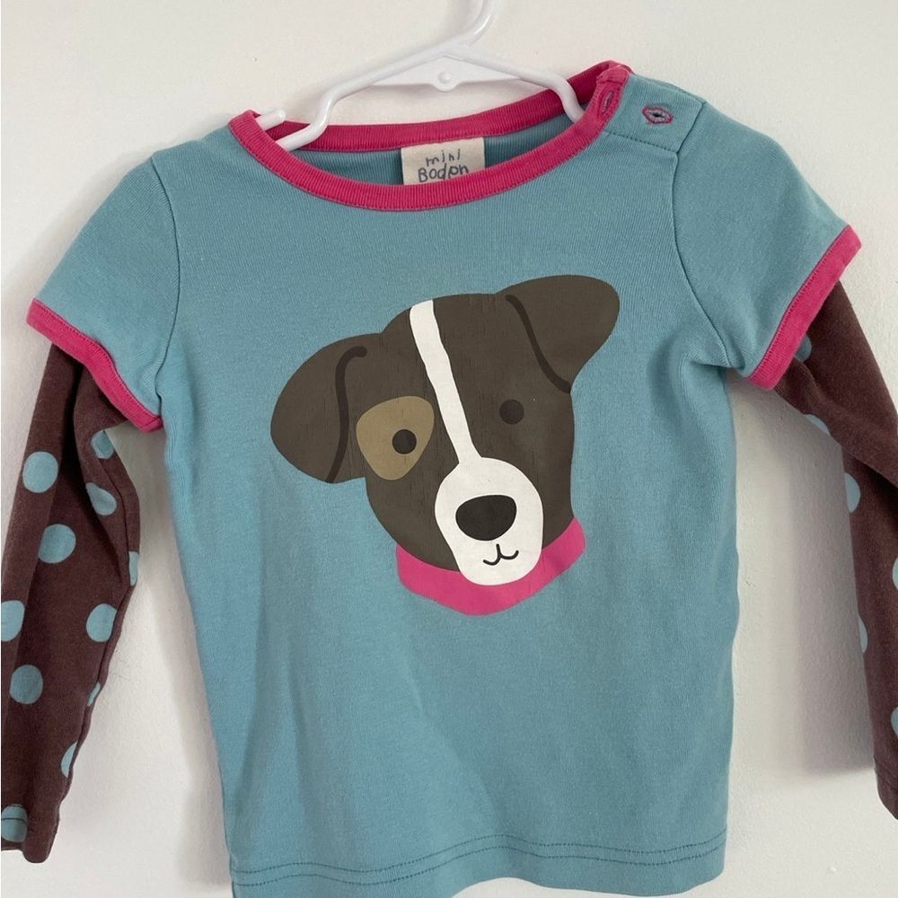 Mini Boden Dog Polka Dot Long sleeve Shirt